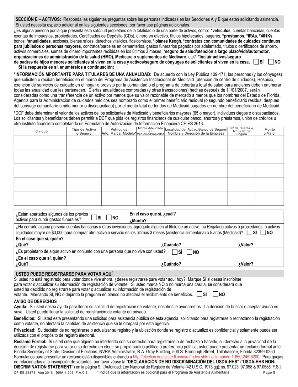 Formulario CF-ES2337S Solicitud De Access Florida - Florida (Spanish), Page 7