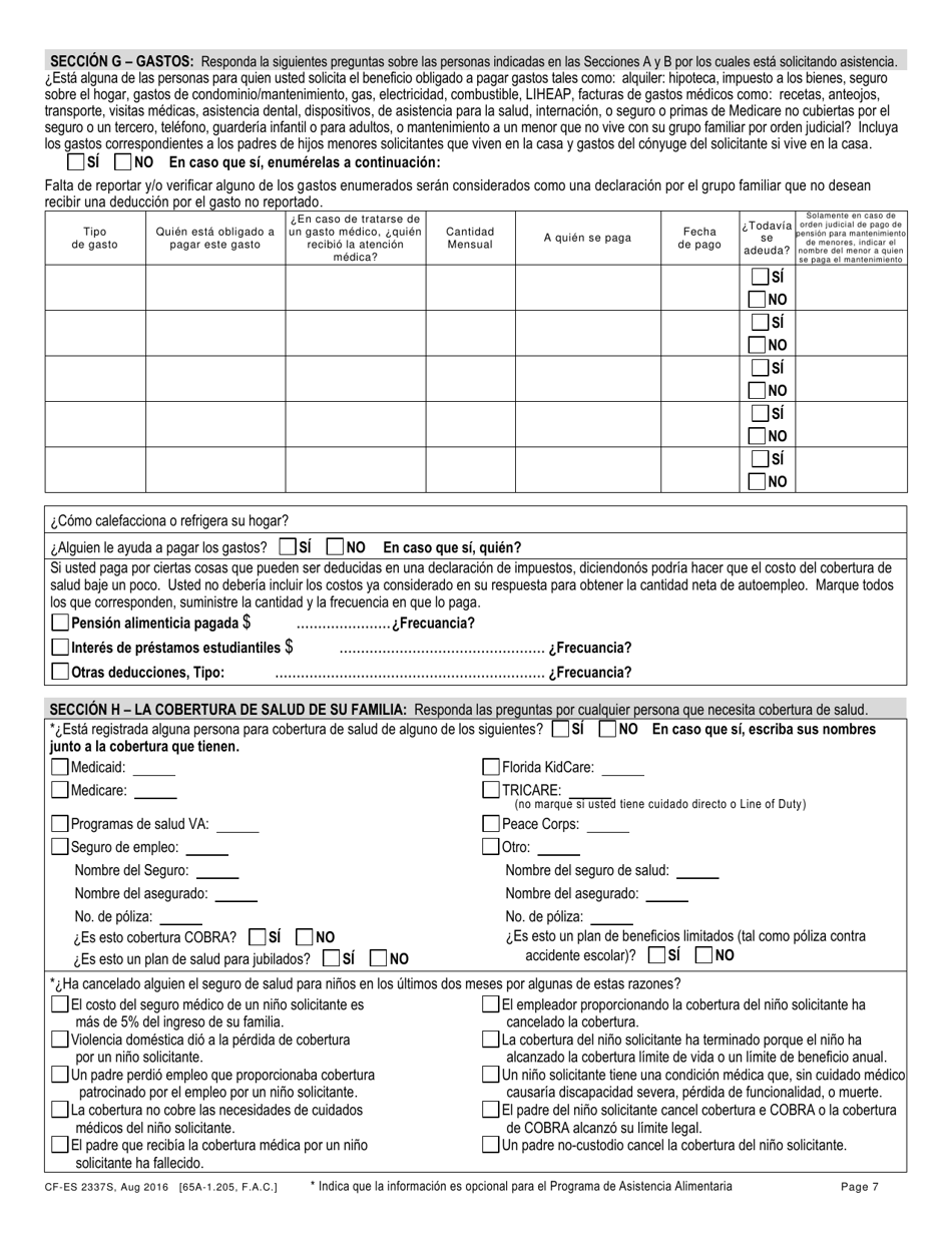 Formulario CF-ES2337S Solicitud De Access Florida - Florida (Spanish), Page 9