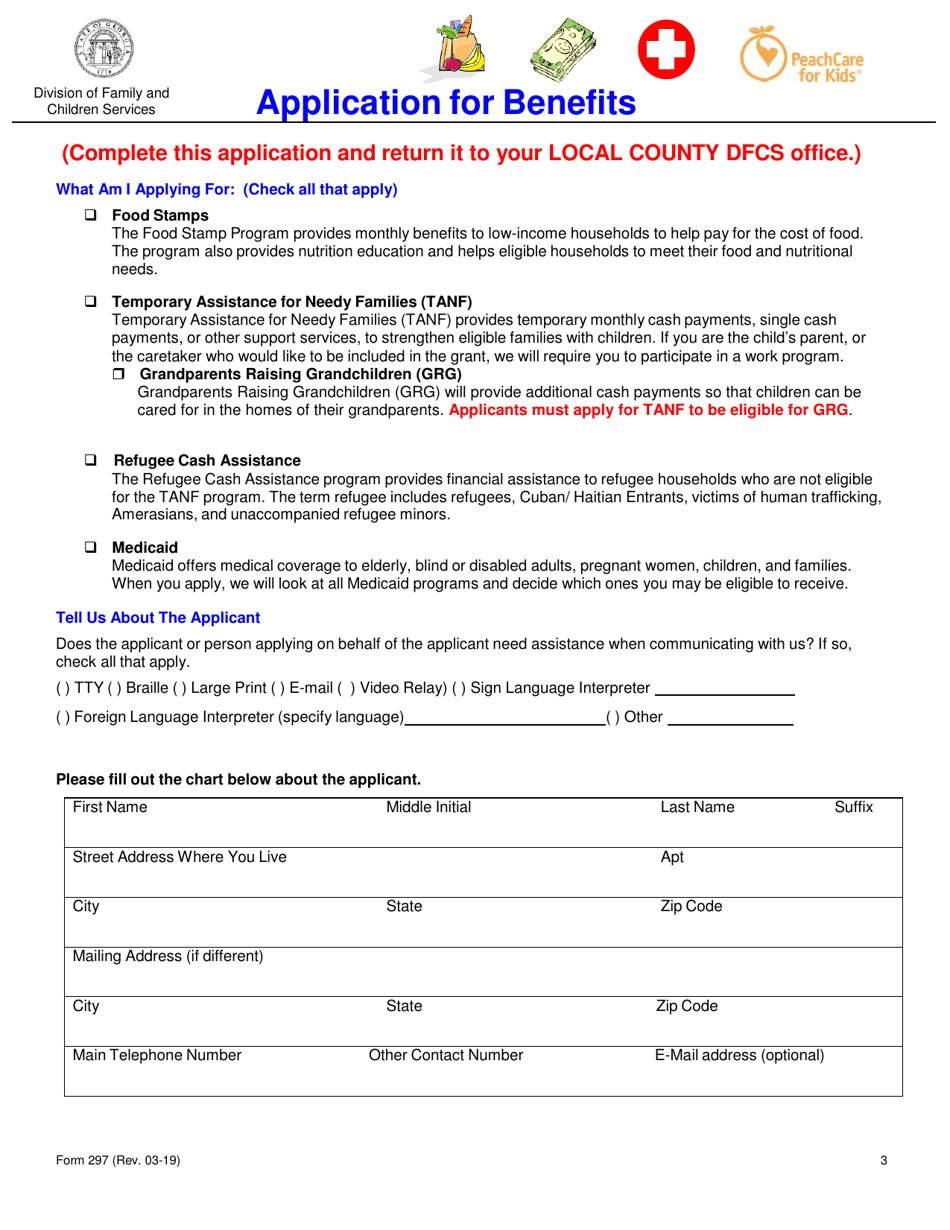 Form 297 Application for Benefits - Georgia (United States), Page 3