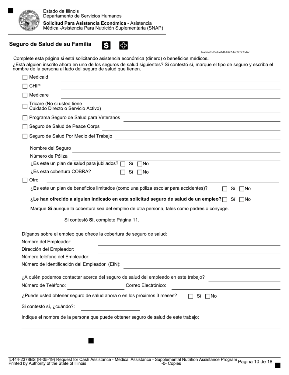 Formulario IL444-2378BS Solicitud Para Asistencia Economica - Asistencia Medica -asistencia Para Nutricion Suplementaria (Snap) - Illinois (Spanish), Page 10
