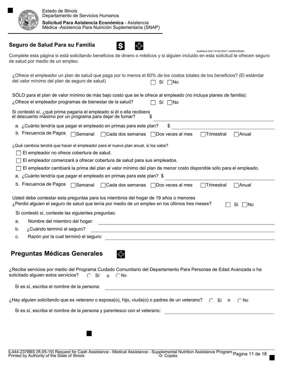 Formulario IL444-2378BS Solicitud Para Asistencia Economica - Asistencia Medica -asistencia Para Nutricion Suplementaria (Snap) - Illinois (Spanish), Page 11