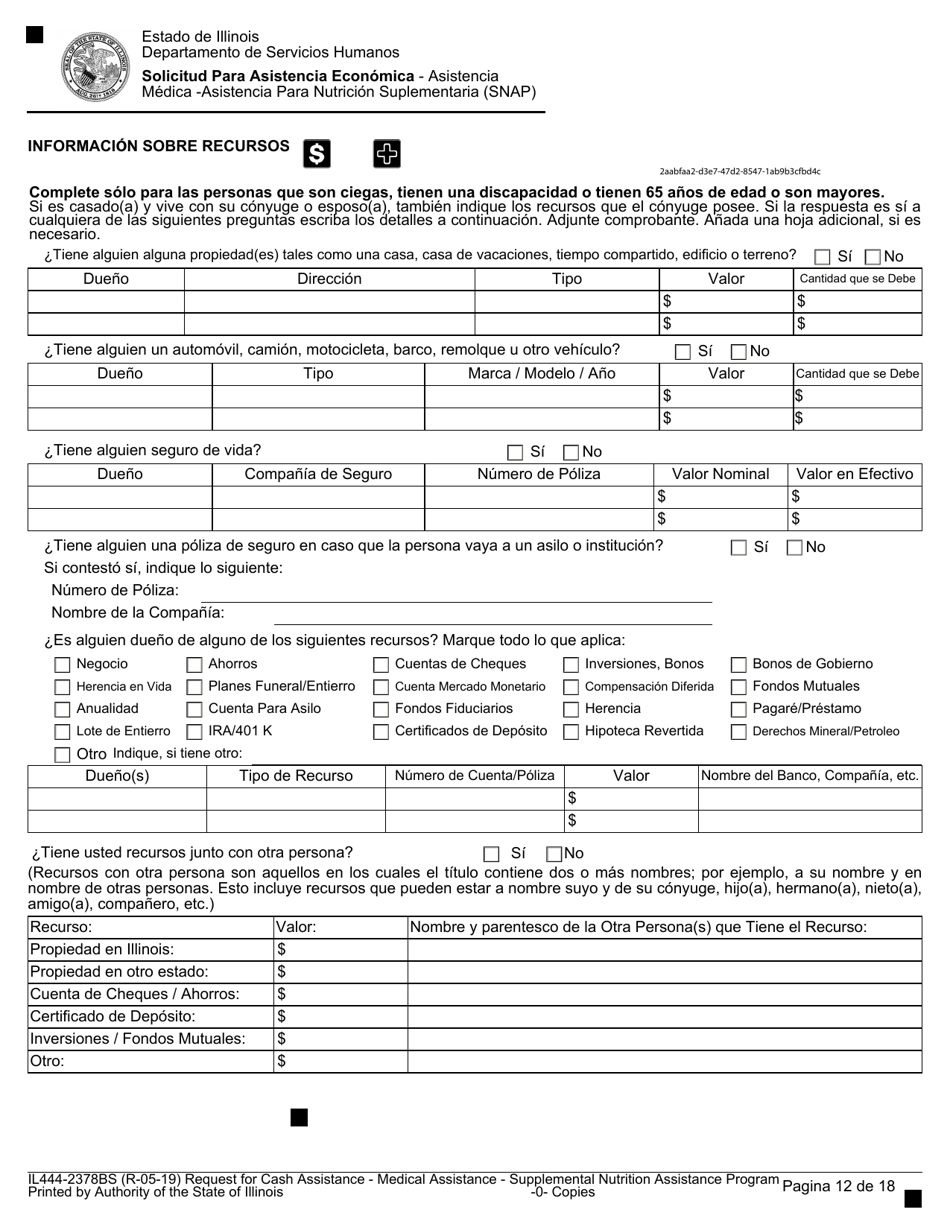 Formulario IL444-2378BS Solicitud Para Asistencia Economica - Asistencia Medica -asistencia Para Nutricion Suplementaria (Snap) - Illinois (Spanish), Page 12