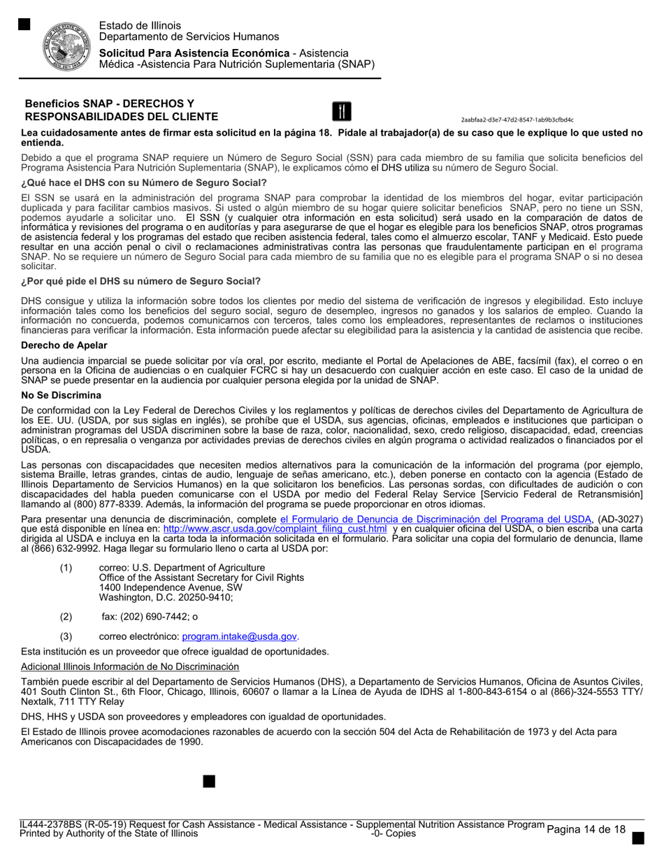 Formulario IL444-2378BS Solicitud Para Asistencia Economica - Asistencia Medica -asistencia Para Nutricion Suplementaria (Snap) - Illinois (Spanish), Page 14