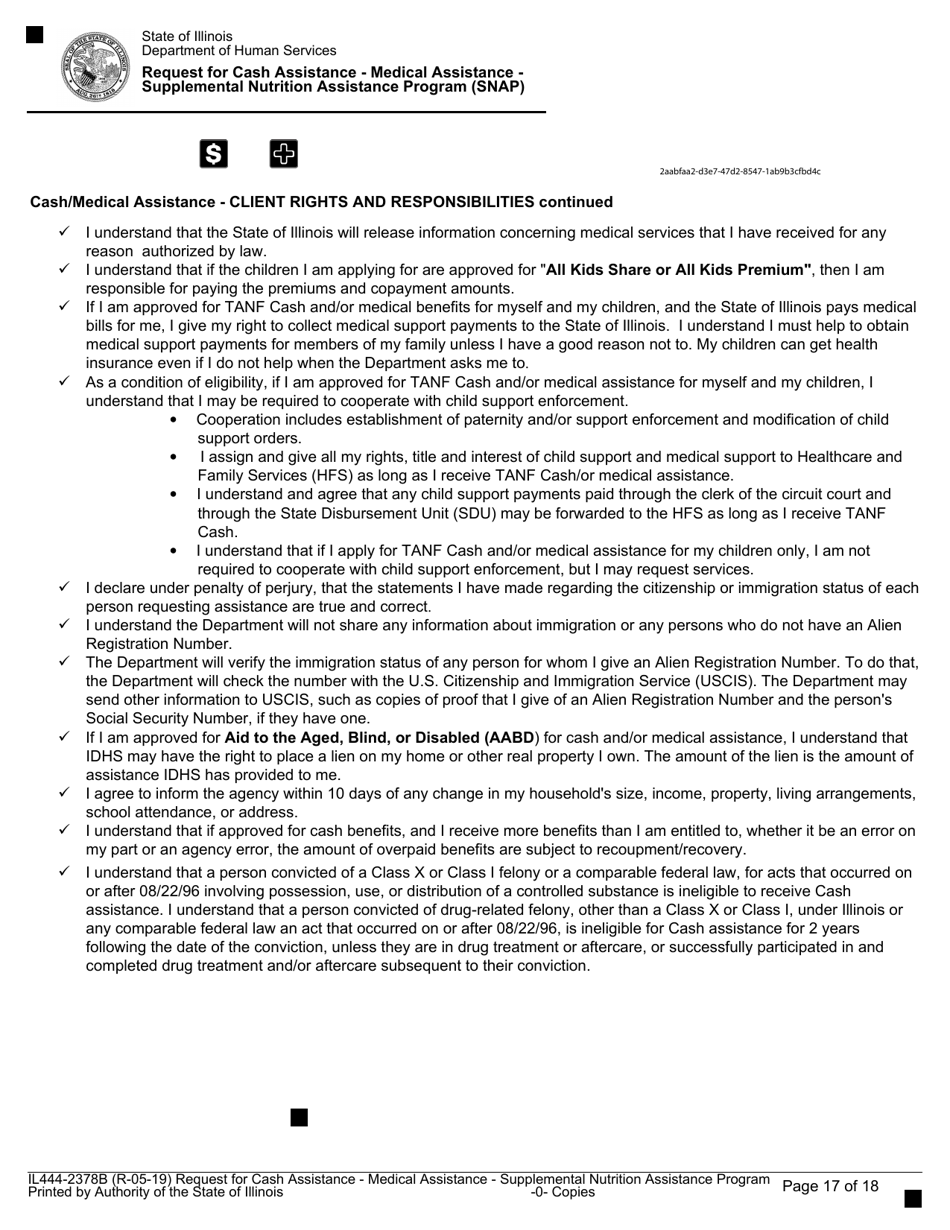 Form IL444-2378B Request for Cash Assistance - Medical Assistance - Supplemental Nutrition Assistance Program (Snap) - Illinois, Page 17