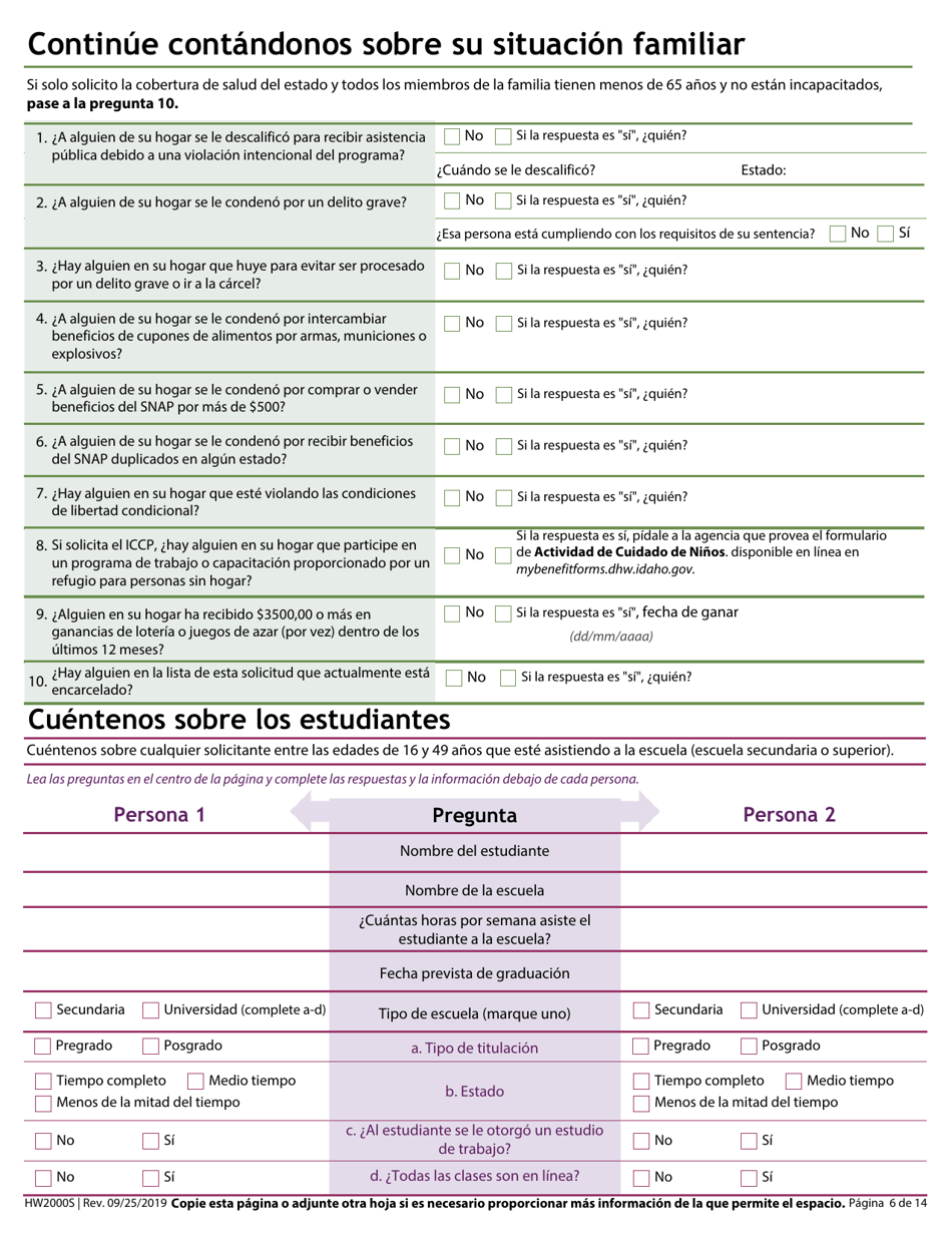 Formulario HW2000S Solicitud De Asistencia - Idaho (Spanish), Page 8
