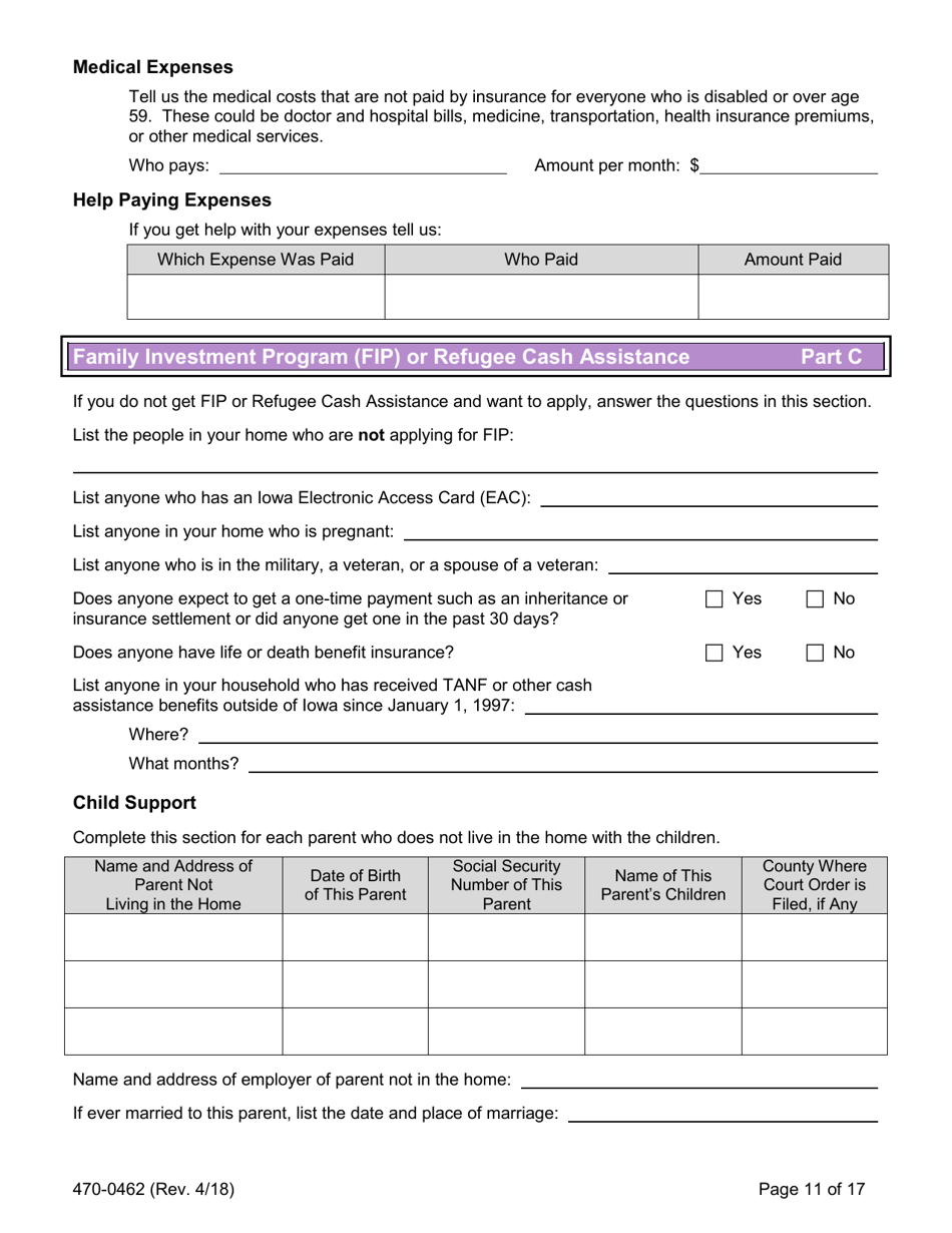 Form 470-0462 Financial Support Application - Iowa, Page 11