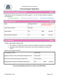 Form 470-0462 Financial Support Application - Iowa, Page 5