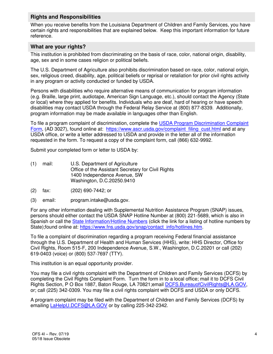 Form OFS4I Application for Assistance - Louisiana, Page 4