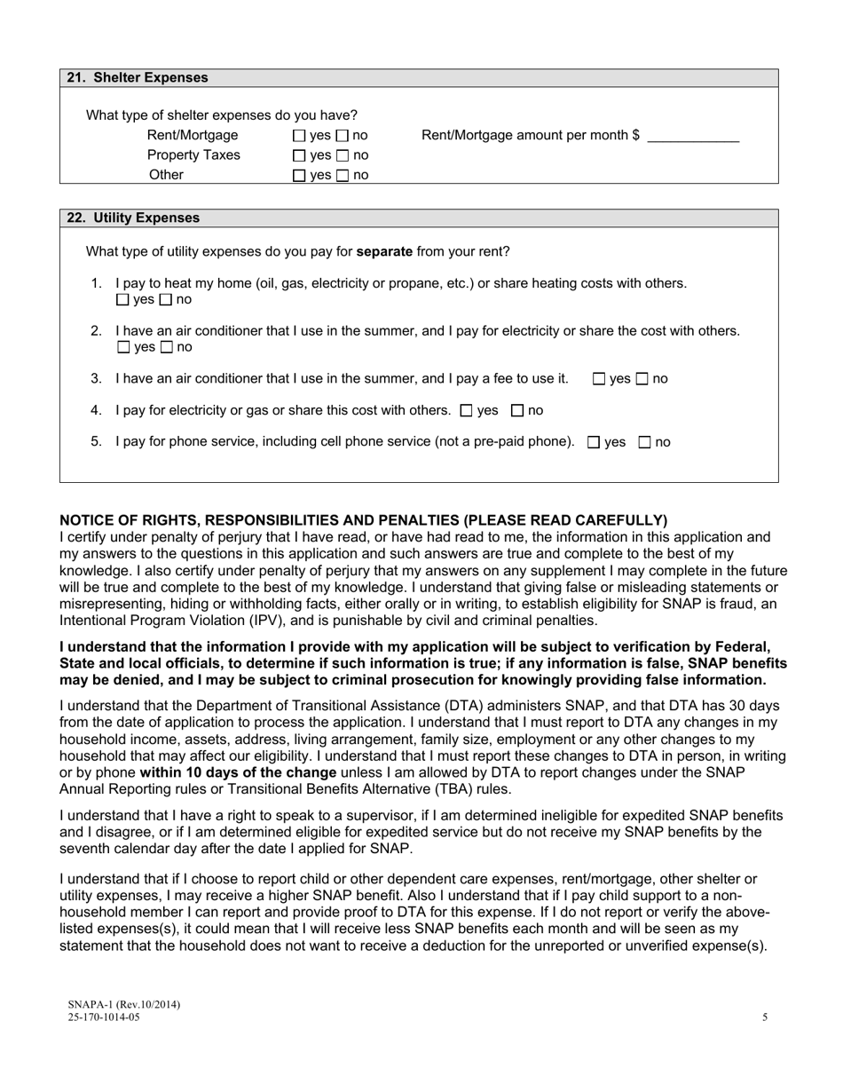 Form Snapa 1 Fill Out Sign Online And Download Printable Pdf Massachusetts Templateroller 8258