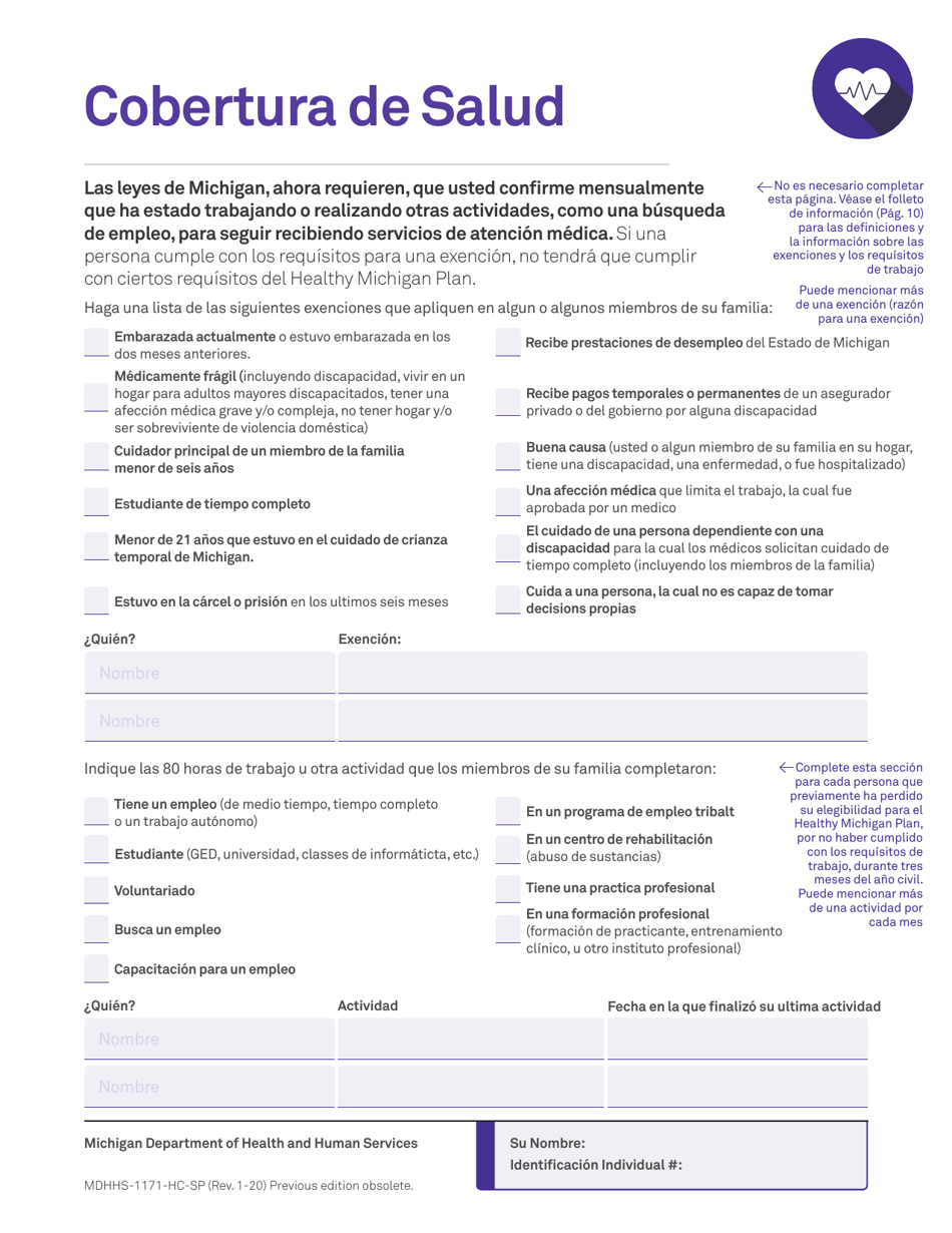 Formulario MDHHS-1171-SP Solicitud De Asistencia - Michigan (Spanish), Page 14