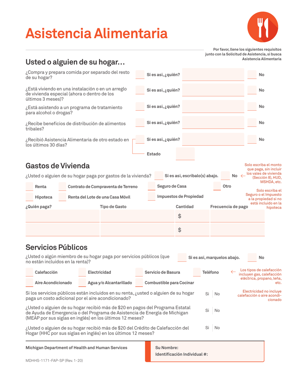 Formulario MDHHS-1171-SP Solicitud De Asistencia - Michigan (Spanish), Page 16