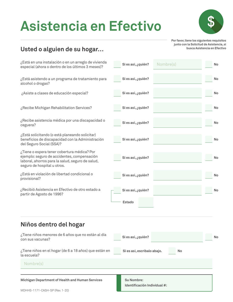 Formulario MDHHS-1171-SP Solicitud De Asistencia - Michigan (Spanish), Page 17