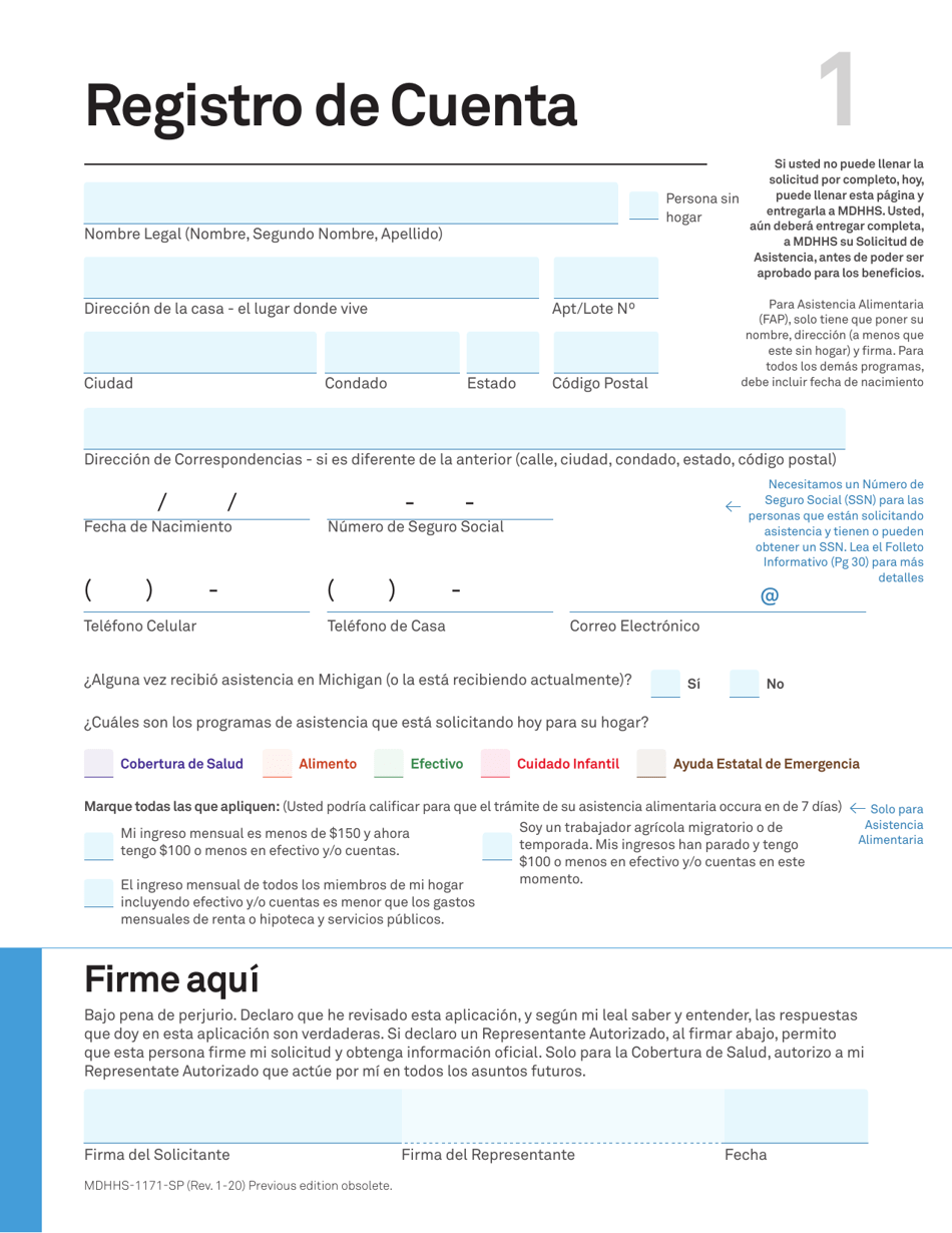 Formulario MDHHS-1171-SP Solicitud De Asistencia - Michigan (Spanish), Page 2
