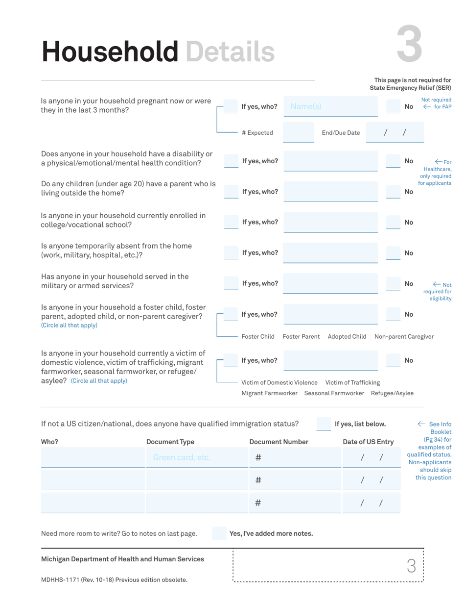 Form MDHHS-1171 Assistance Application - Michigan, Page 4