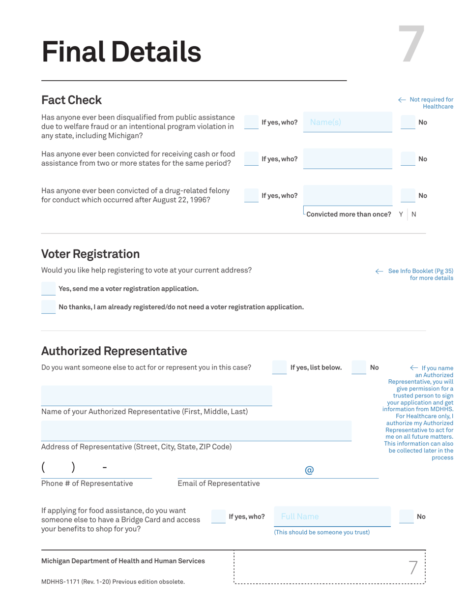 Form MDHHS-1171 Assistance Application - Michigan, Page 8