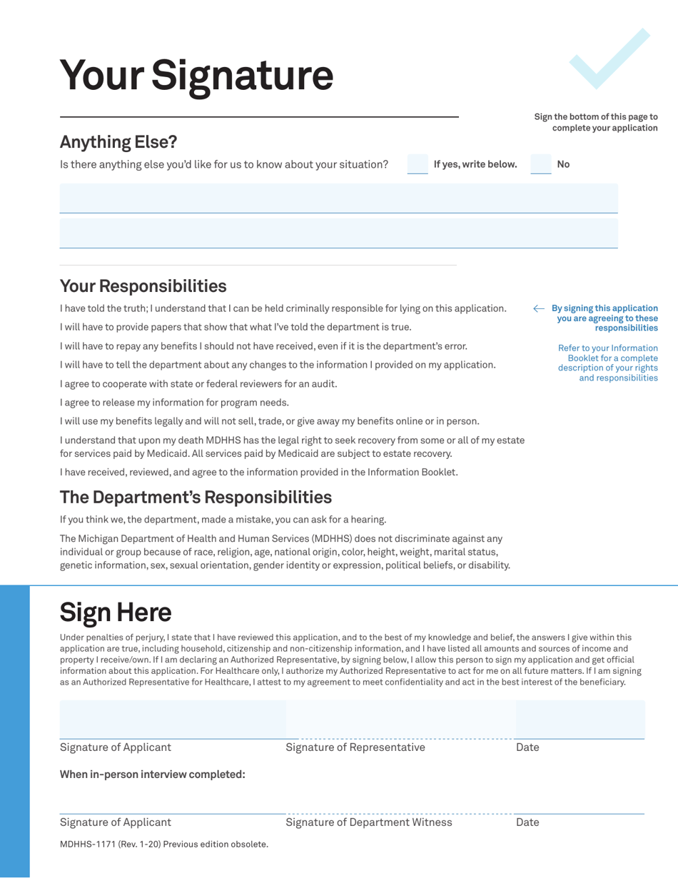 Form MDHHS-1171 Assistance Application - Michigan, Page 9