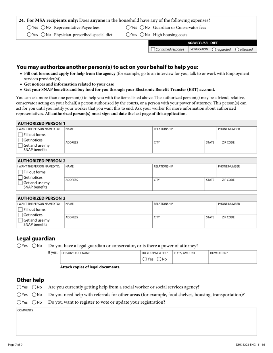 Form DHS-5223-ENG - Fill Out, Sign Online and Download Printable PDF ...