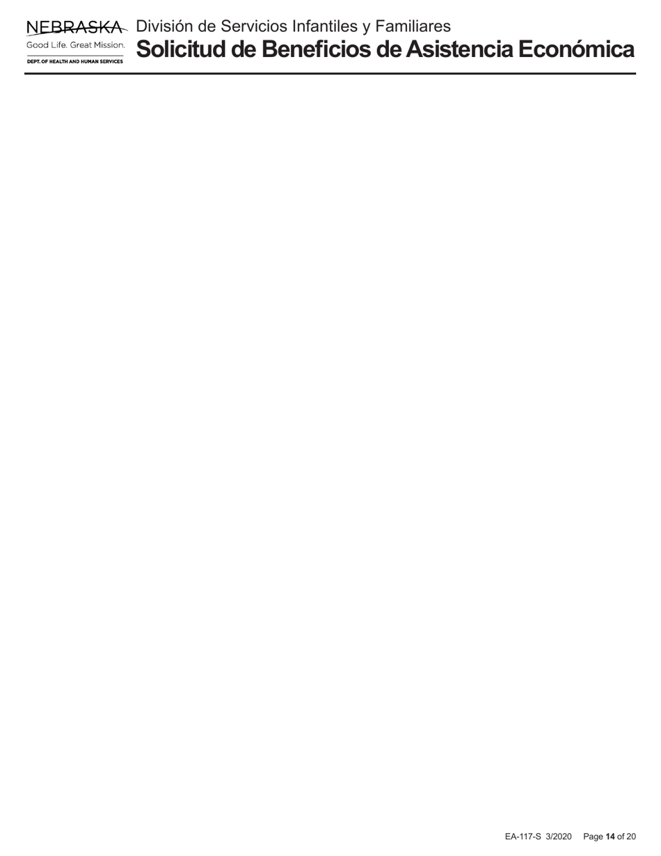 Formulario EA-117-S Solicitud De Beneficios De Asistencia Economica - Nebraska (Spanish), Page 14