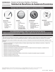 Formulario EA-117-S Solicitud De Beneficios De Asistencia Economica - Nebraska (Spanish), Page 2