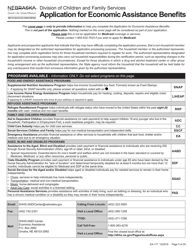 Document preview: Form EA-117 Application for Economic Assistance Benefits - Nebraska