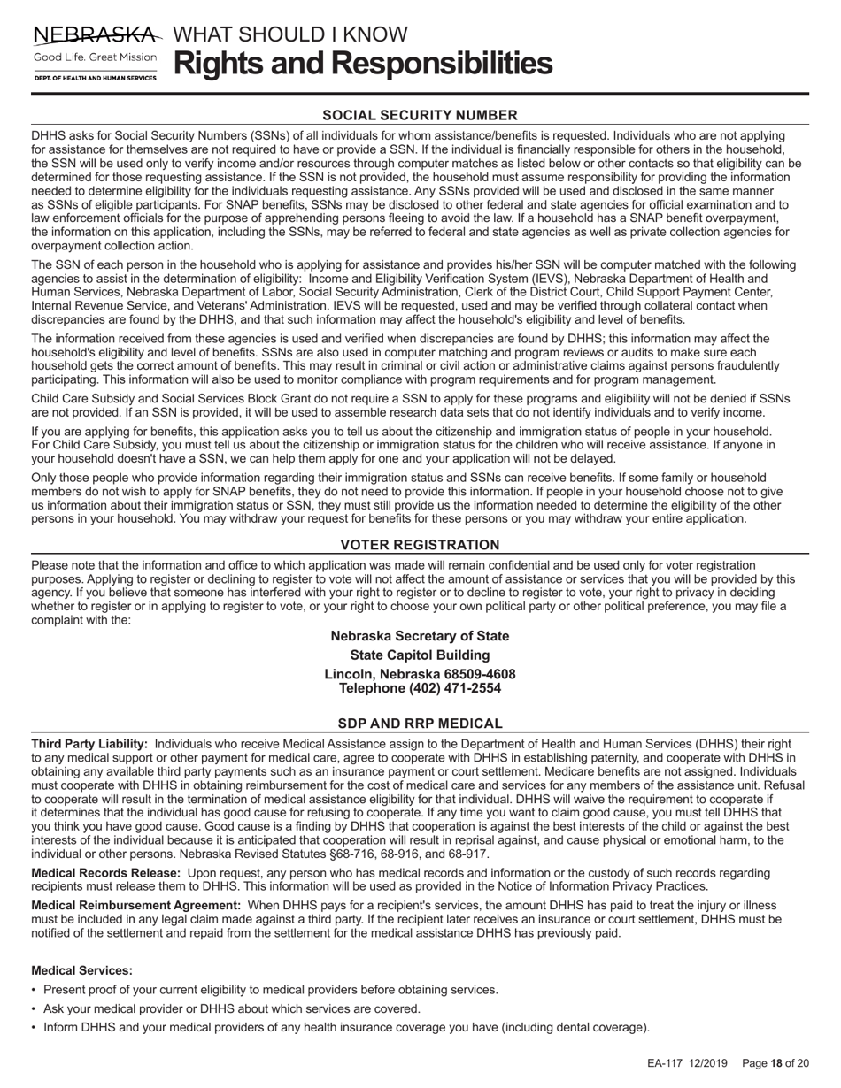 Form EA-117 Application for Economic Assistance Benefits - Nebraska, Page 18