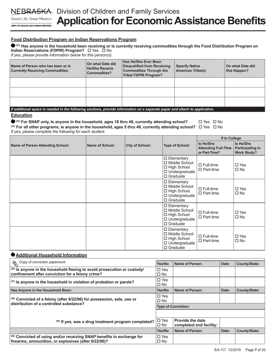 Form EA-117 Application for Economic Assistance Benefits - Nebraska, Page 7
