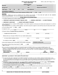 Form WFNJ-1J &quot;Application and Affidavit for Public Assistance&quot; - New Jersey