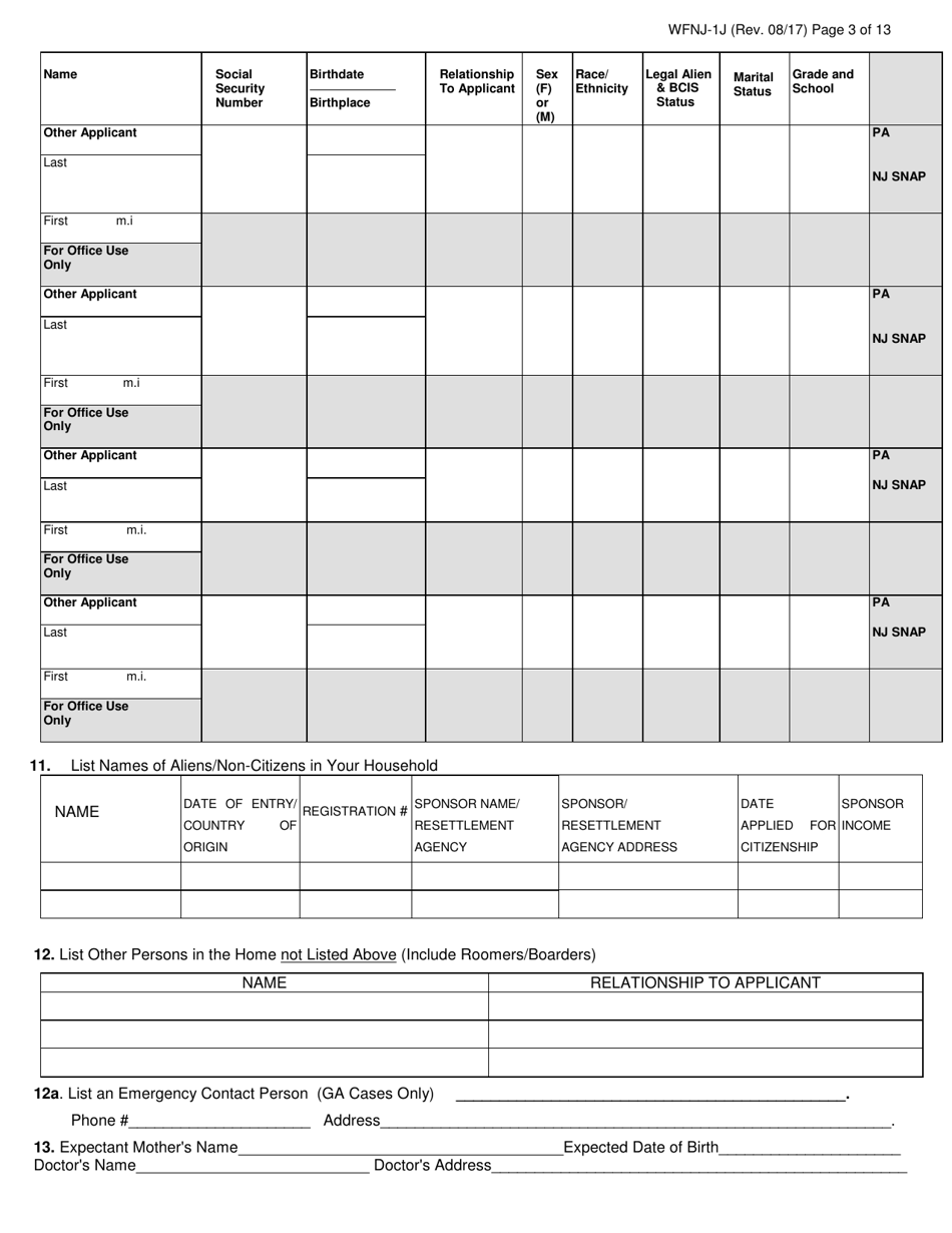 Form WFNJ-1J - Fill Out, Sign Online and Download Printable PDF, New ...