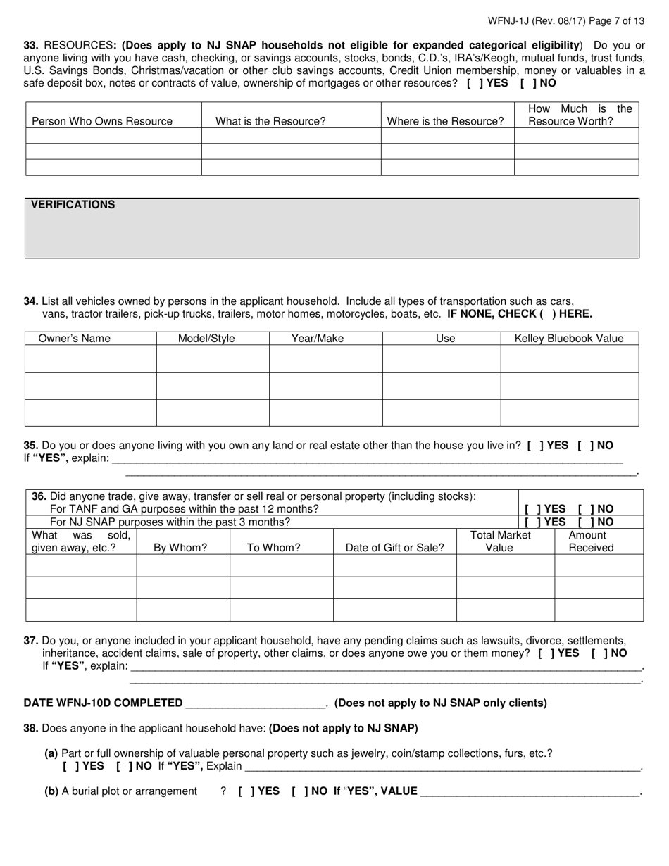 Form WFNJ-1J - Fill Out, Sign Online and Download Printable PDF, New ...