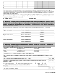 Formulario HSD100 Solicitud Para Asistencia - New Mexico (Spanish), Page 4