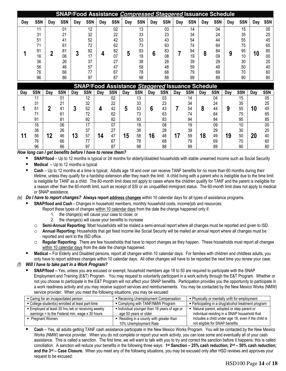Form HSD100 Application for Assistance - New Mexico, Page 14