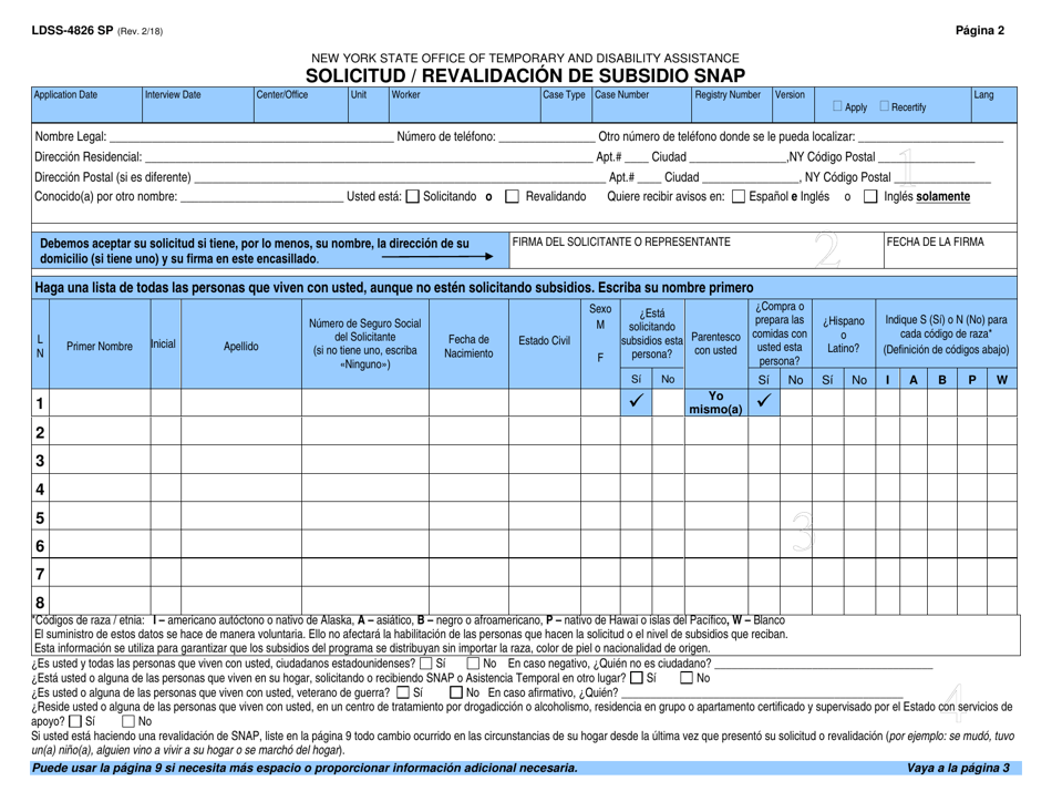 Formulario Ldss 4826 Sp Fill Out Sign Online And Download Printable Pdf New York Spanish