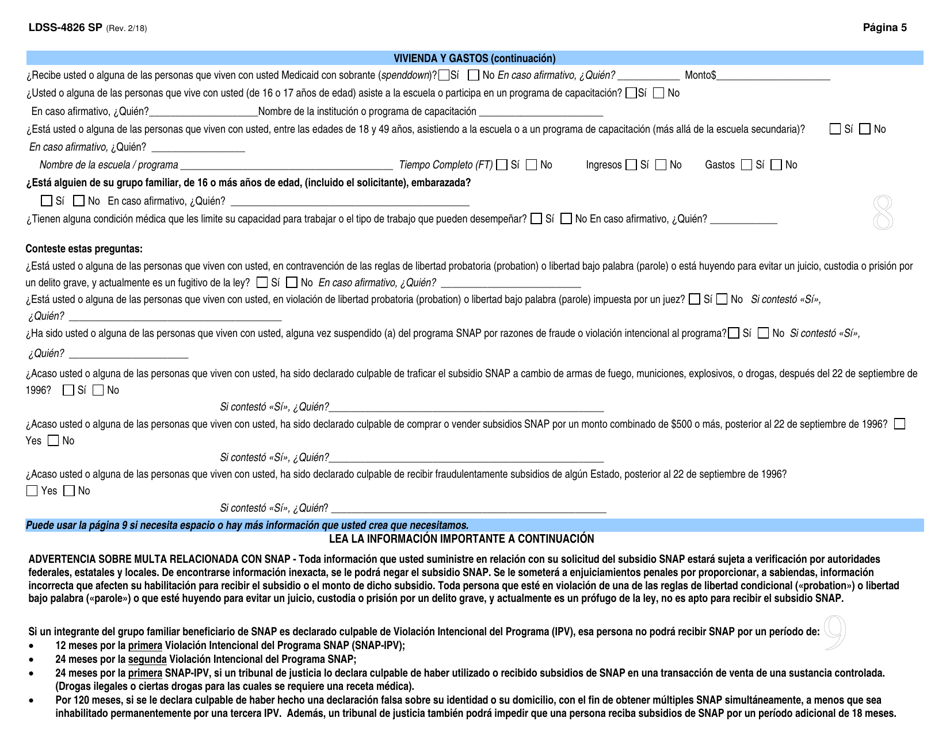 Formulario Ldss 4826 Sp Fill Out Sign Online And Download Printable Pdf New York Spanish