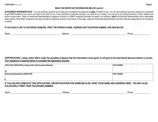 Form LDSS-4826 Snap Application / Recertification - New York, Page 9