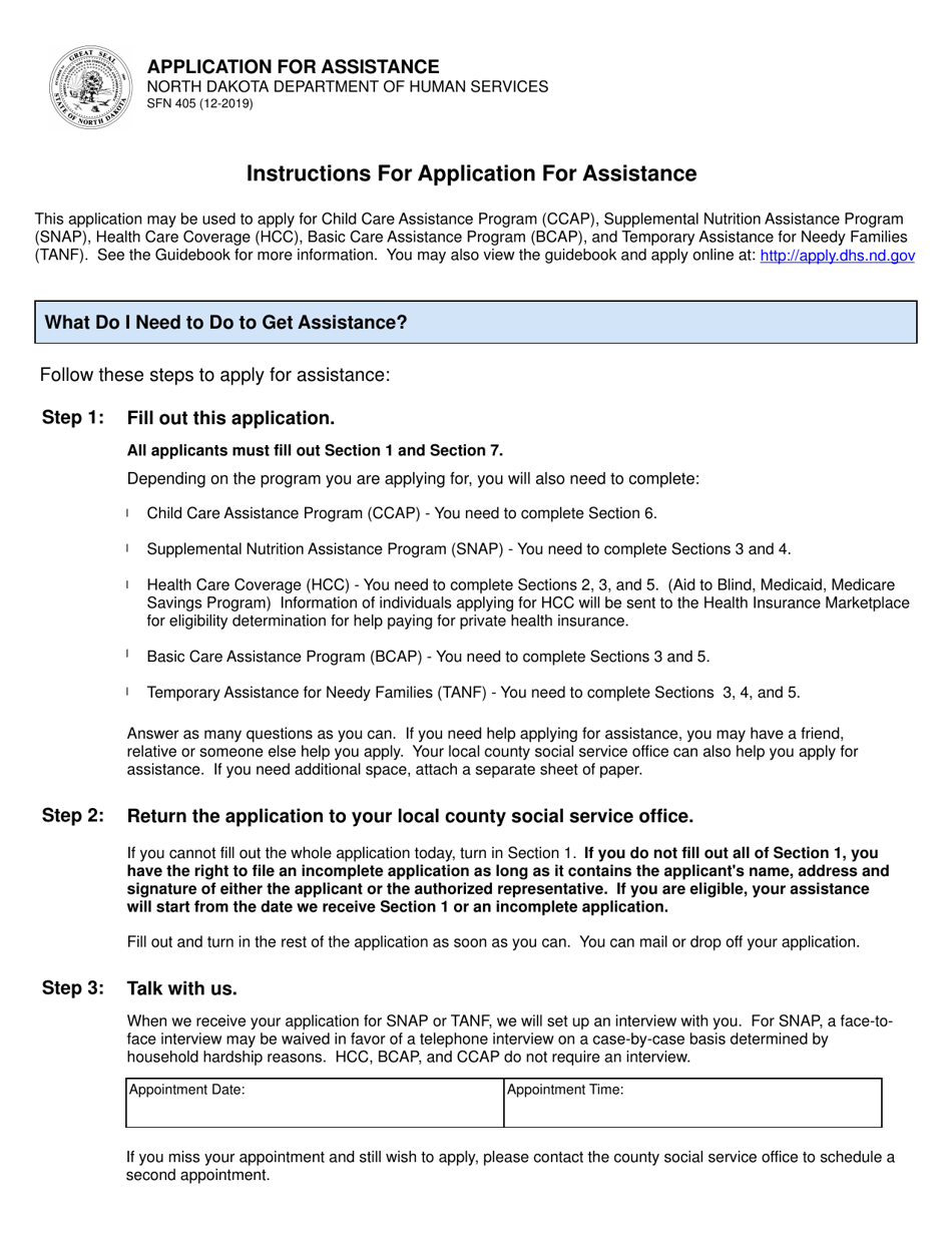 Form SFN405 - Fill Out, Sign Online and Download Fillable PDF, North ...