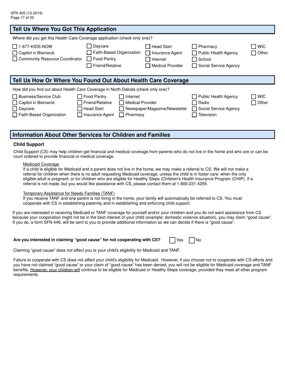 Form SFN405 Application for Assistance - North Dakota, Page 19