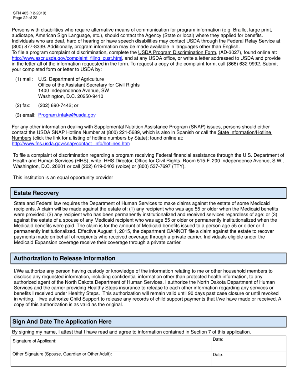 Form SFN405 Application for Assistance - North Dakota, Page 24