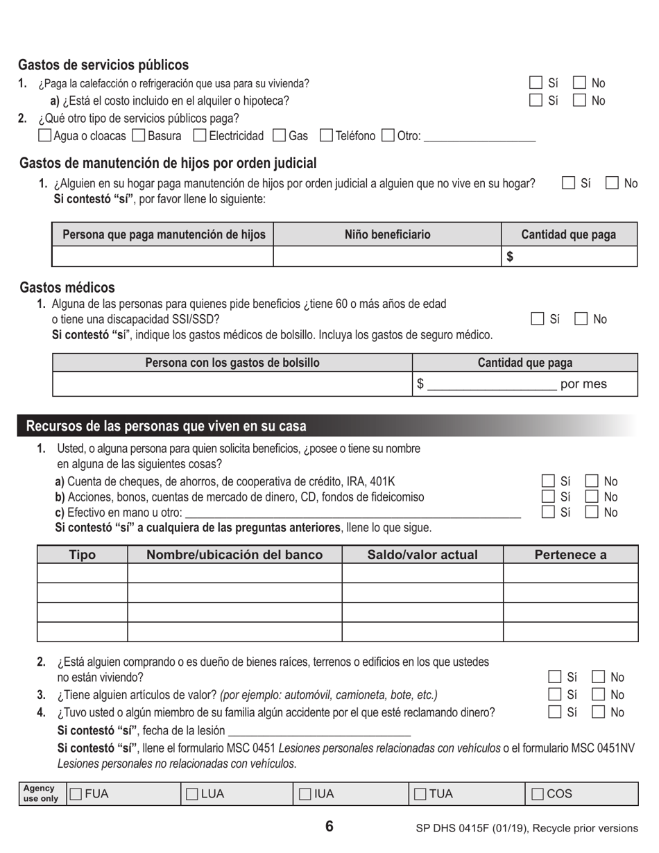 Formulario DHS0415F Solicitud De Servicios - Oregon (Spanish), Page 10