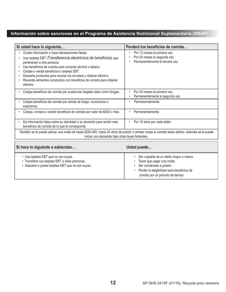 Formulario DHS0415F Solicitud De Servicios - Oregon (Spanish), Page 16
