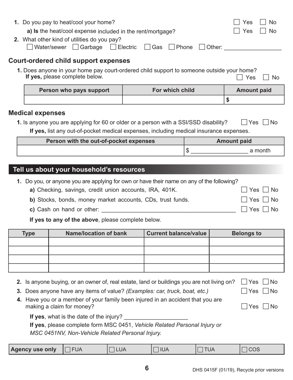 Form DHS0415F Application for Services - Oregon, Page 10
