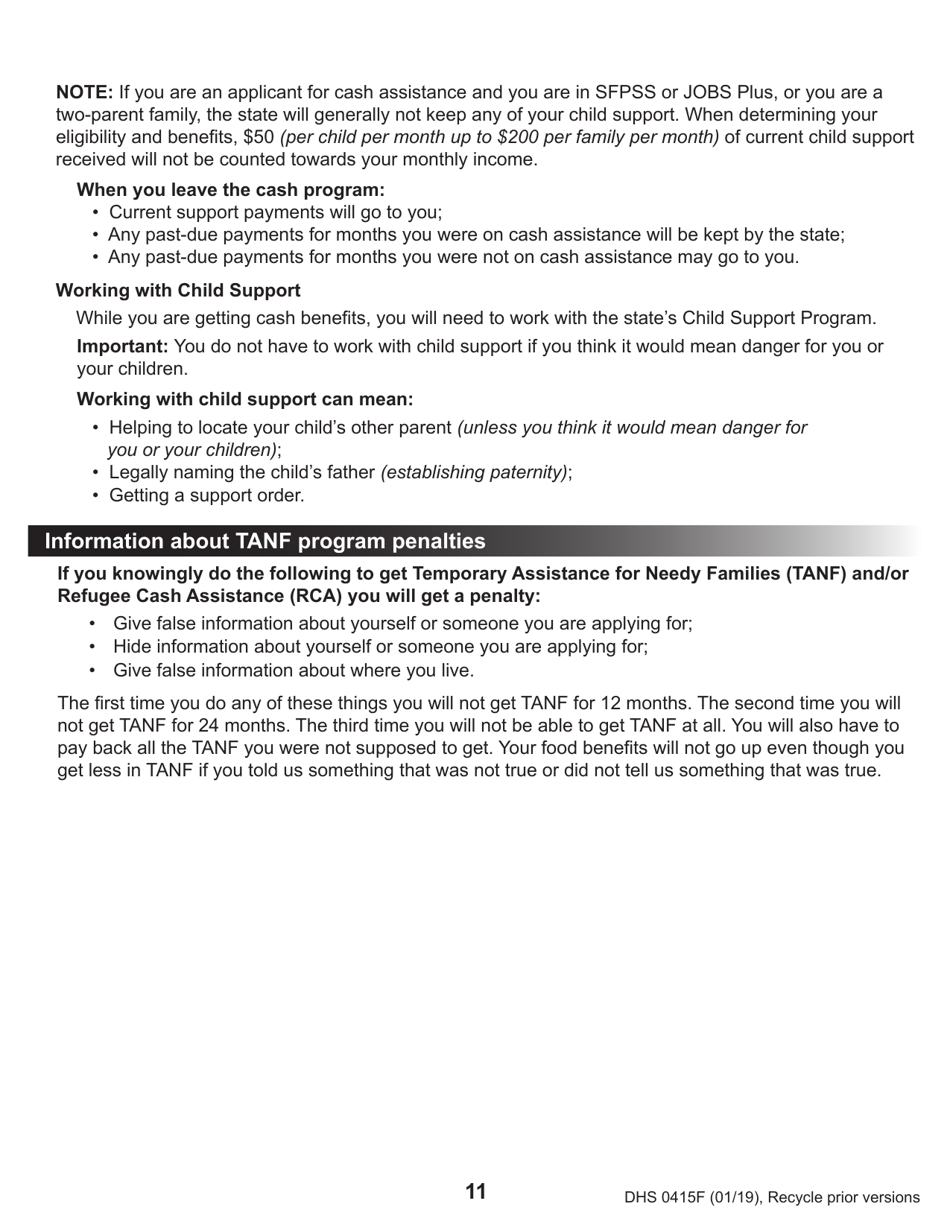 Form DHS0415F Application for Services - Oregon, Page 15
