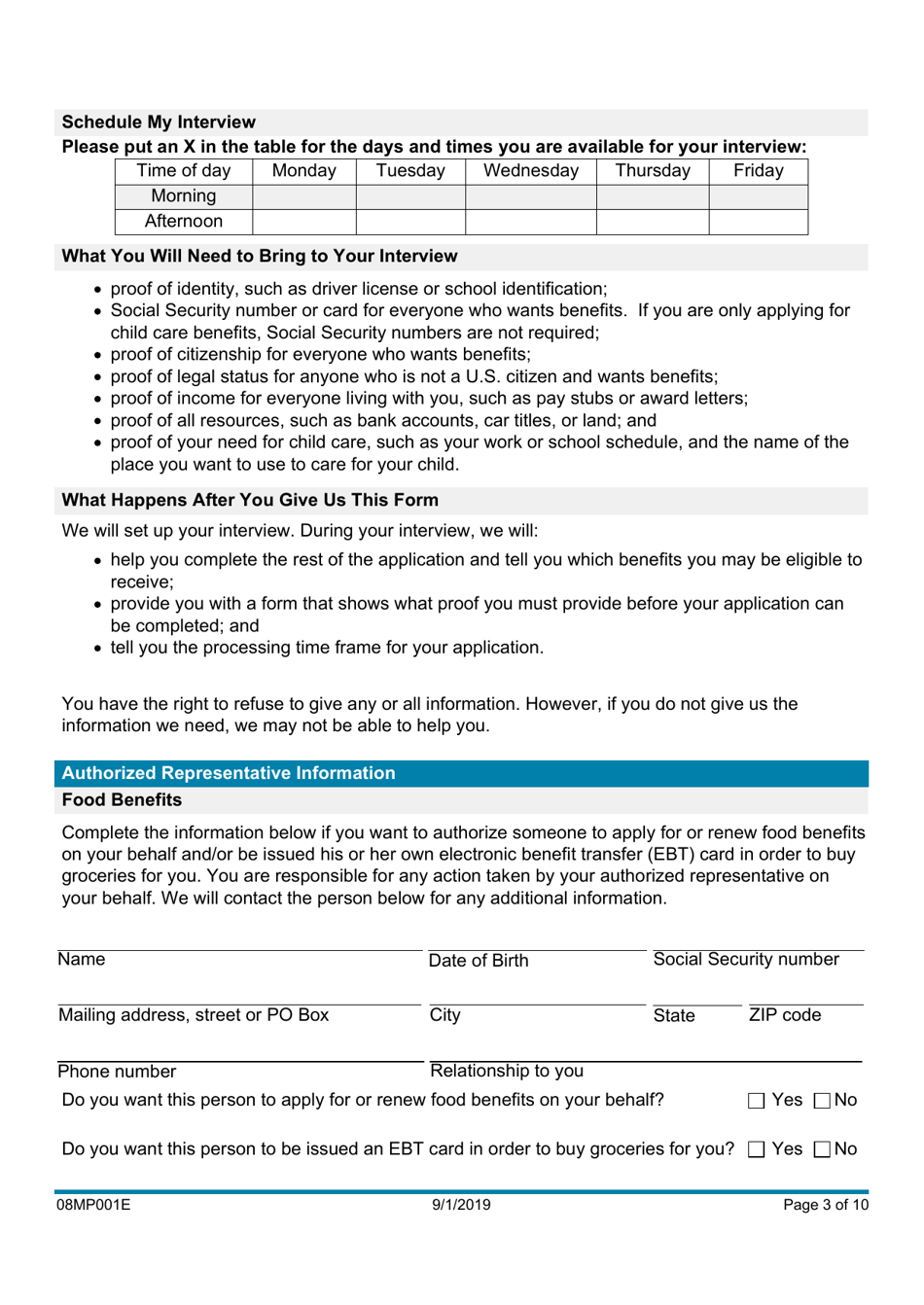 Form 08MP001E Request for Benefits - Oklahoma, Page 3