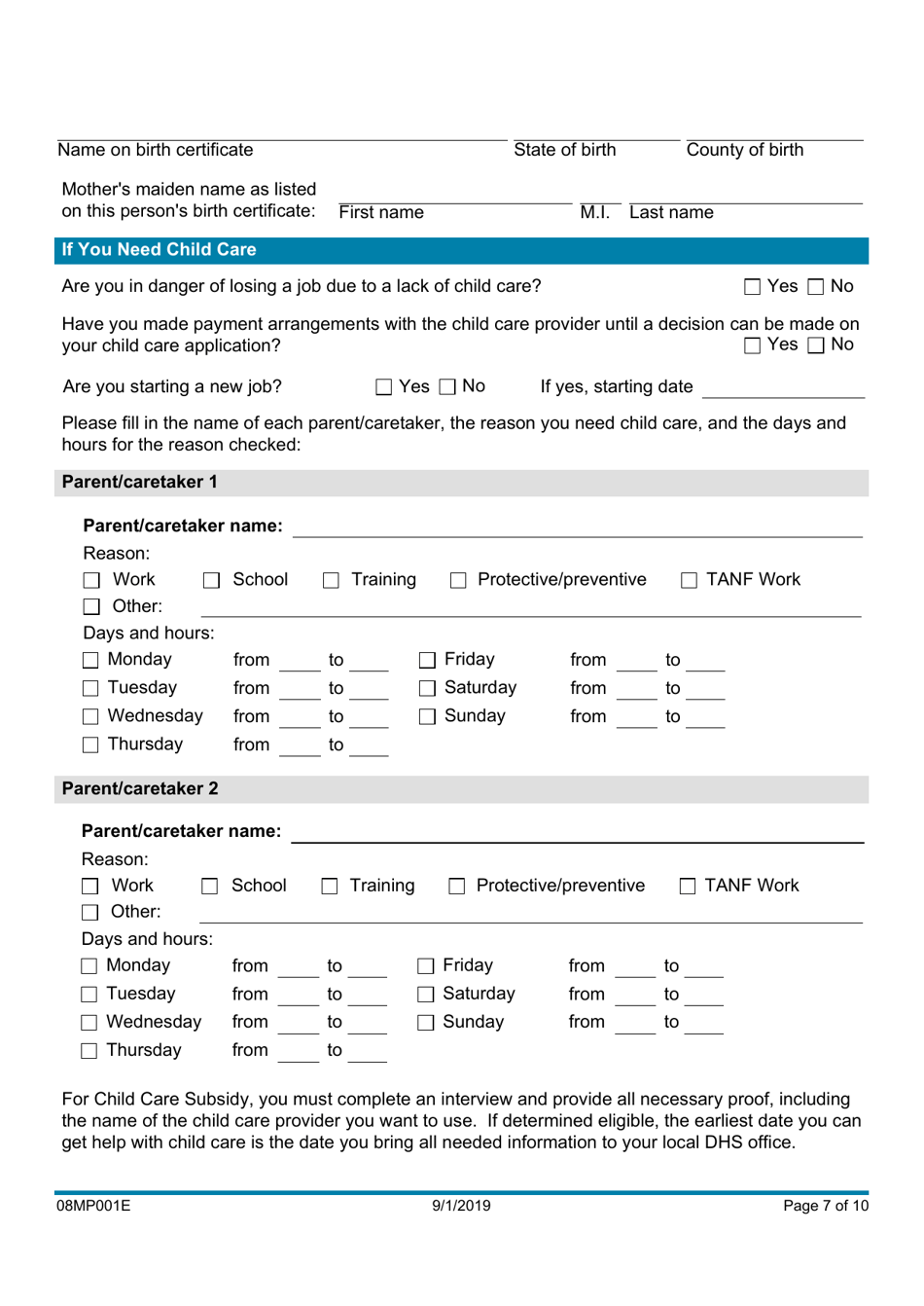 Form 08MP001E - Fill Out, Sign Online and Download Printable PDF ...