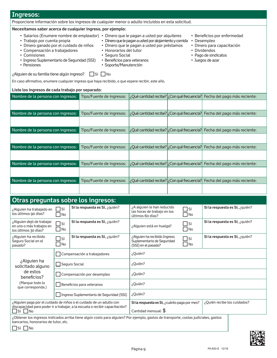 Formulario PA600-S Solicitud De Beneficios - Pennsylvania (Spanish), Page 13