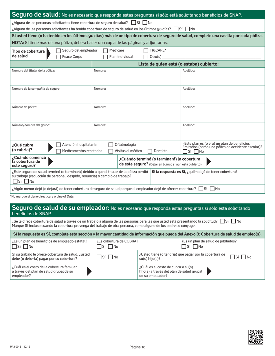 Formulario PA600-S Solicitud De Beneficios - Pennsylvania (Spanish), Page 14