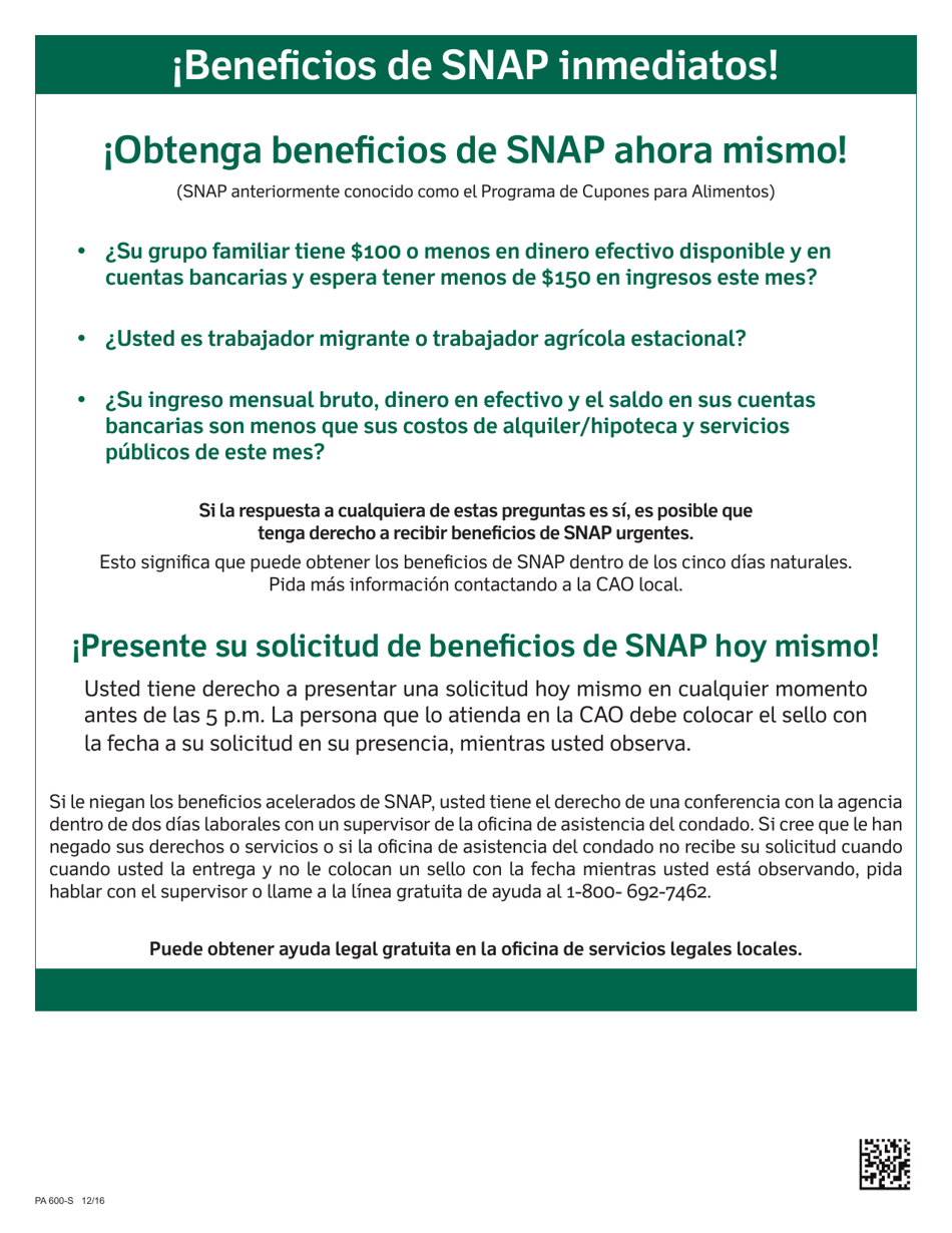 Formulario PA600-S Solicitud De Beneficios - Pennsylvania (Spanish), Page 4