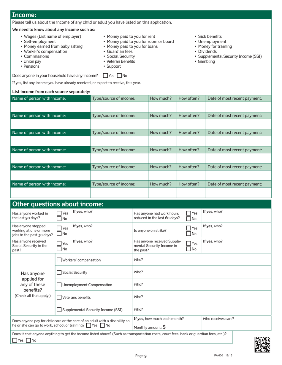 Form PA600 - Fill Out, Sign Online And Download Printable PDF ...