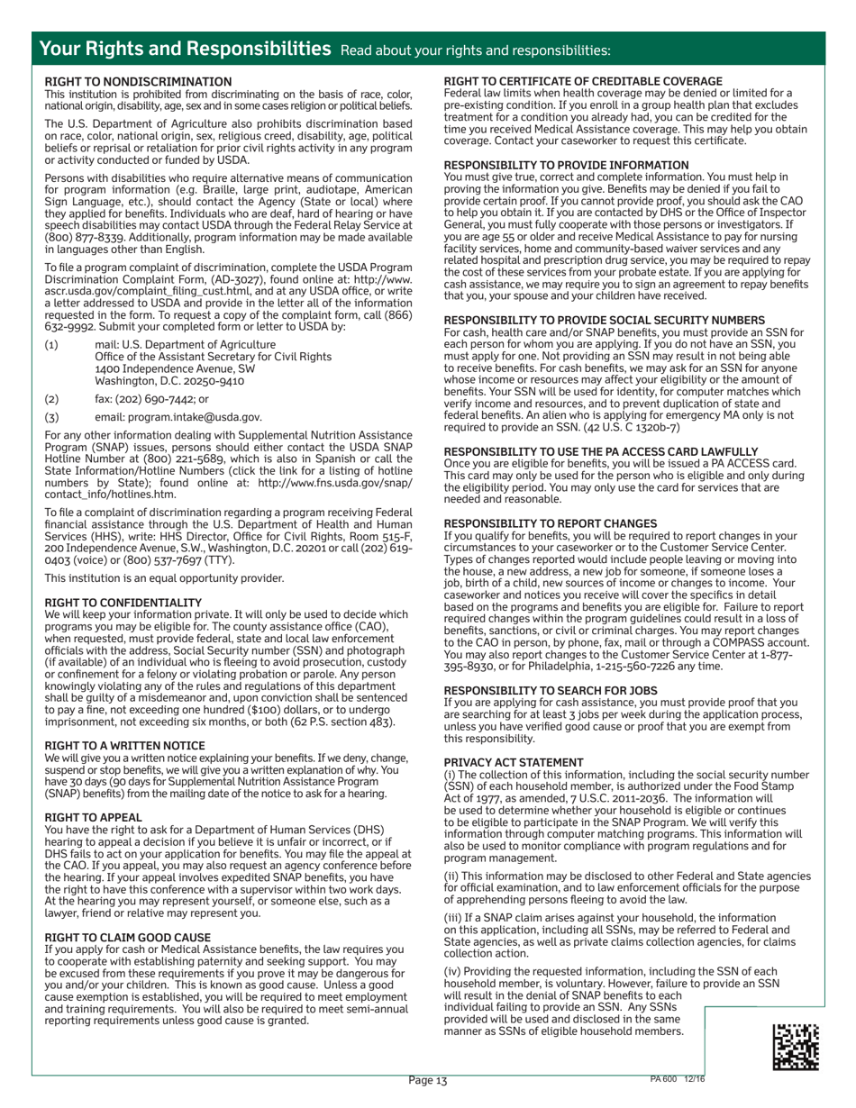 Form PA600 Application for Benefits - Pennsylvania, Page 17