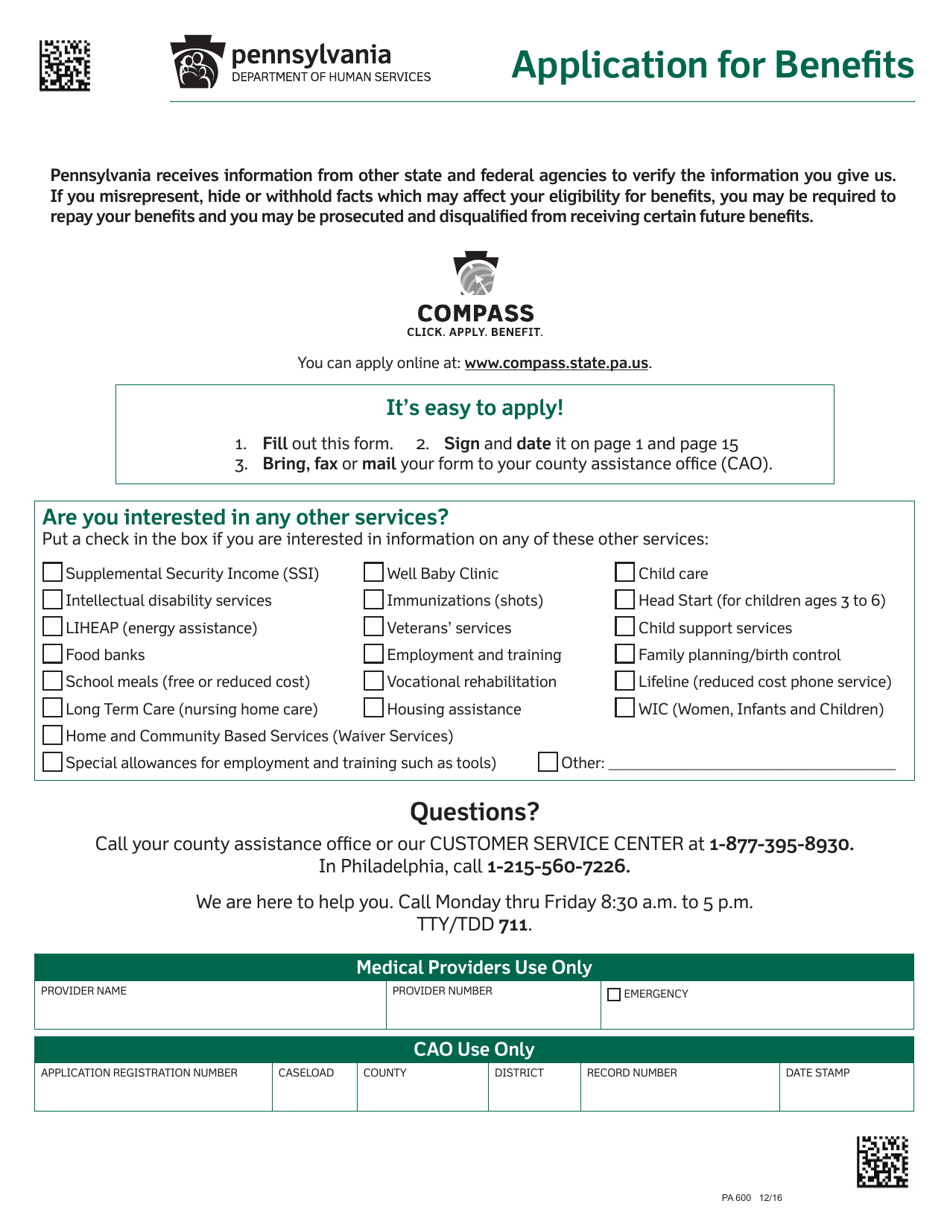 Form PA600 - Fill Out, Sign Online And Download Printable PDF ...