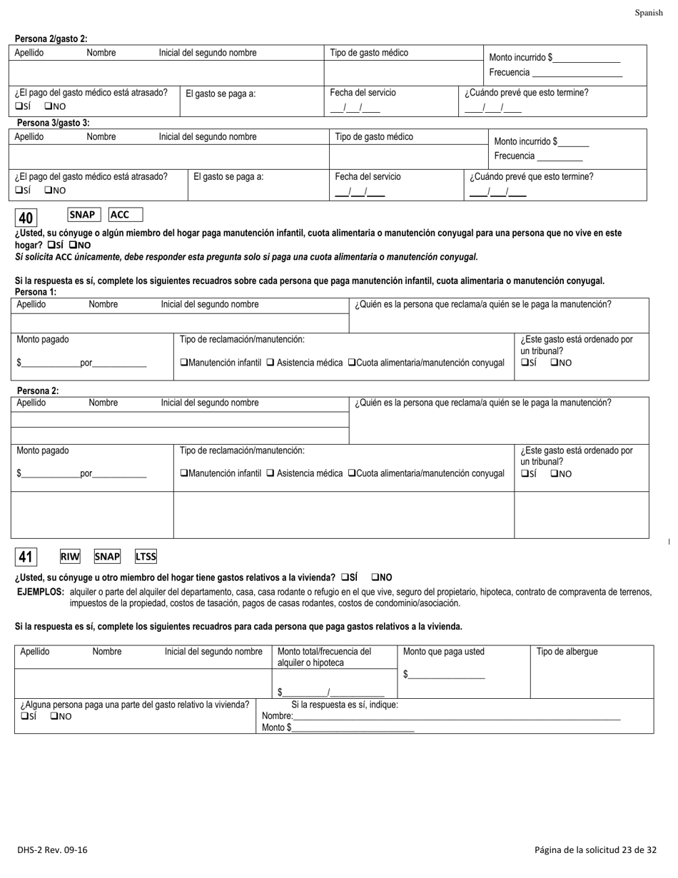 Formulario DHS-2 Solicitud De Asistencia - Rhode Island (Spanish), Page 27